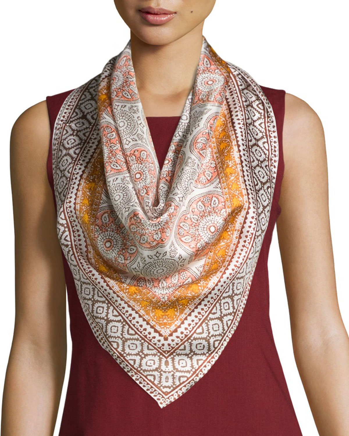 Vince camuto Mumbai Medallions Printed Silk Scarf Lyst