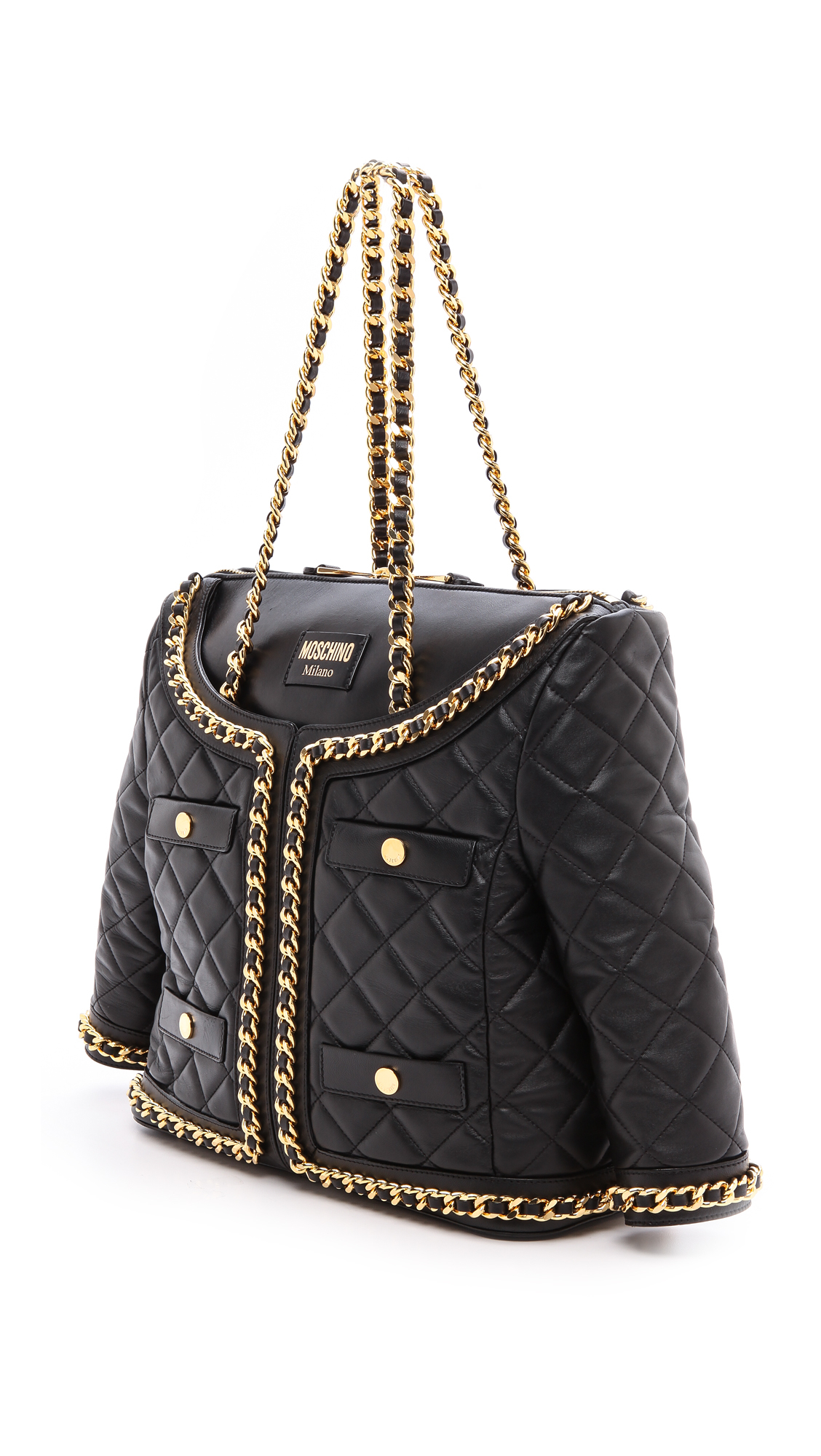 Moschino Quilted Jacket Leather Handbag Black Lyst