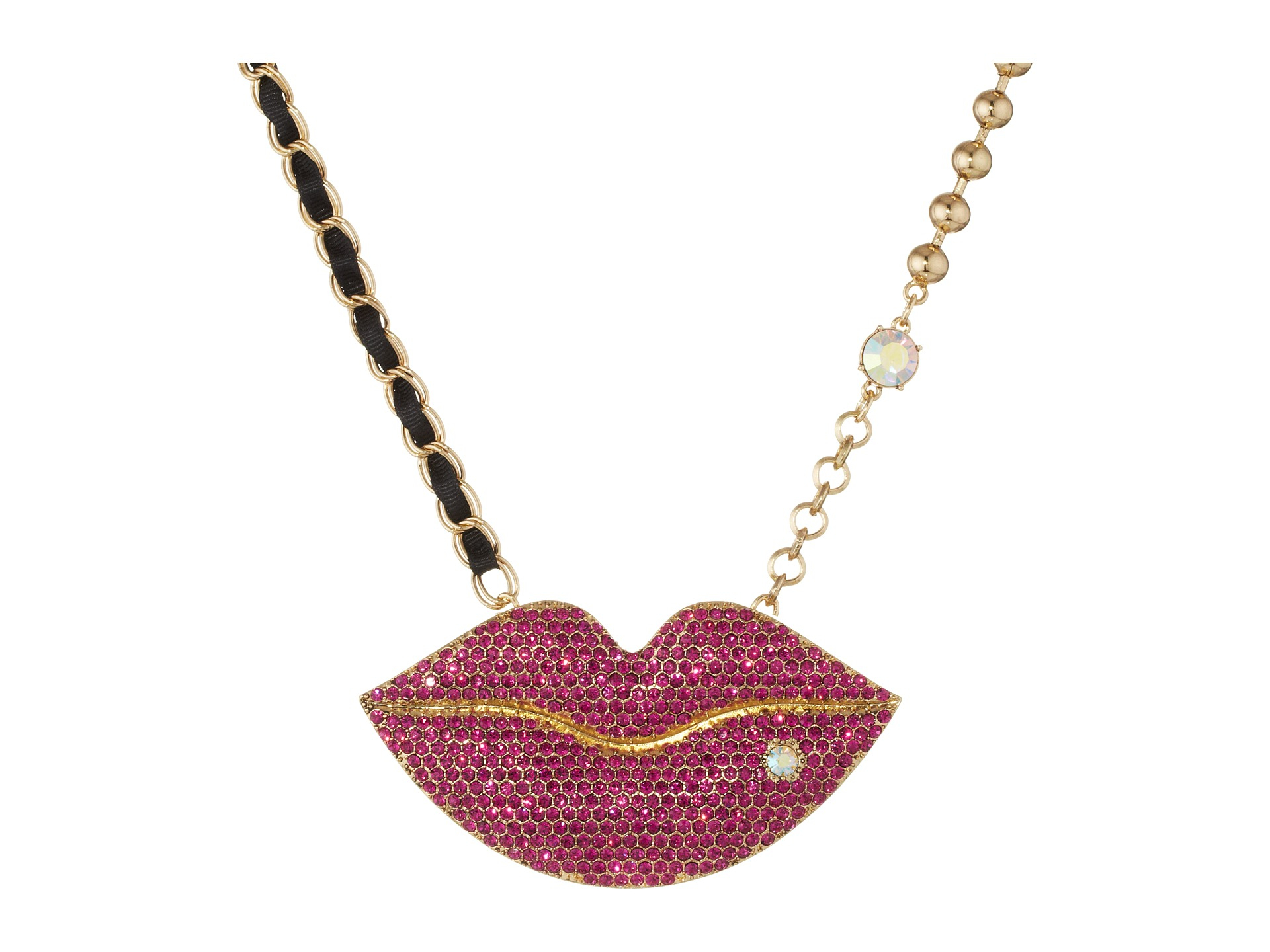 Betsey johnson Critter Red Lips Frontal Necklace in Red Lyst