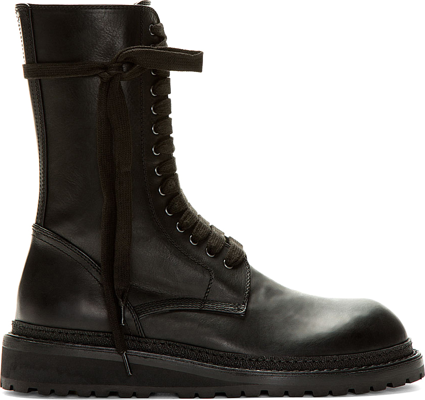 tall black boots with laces