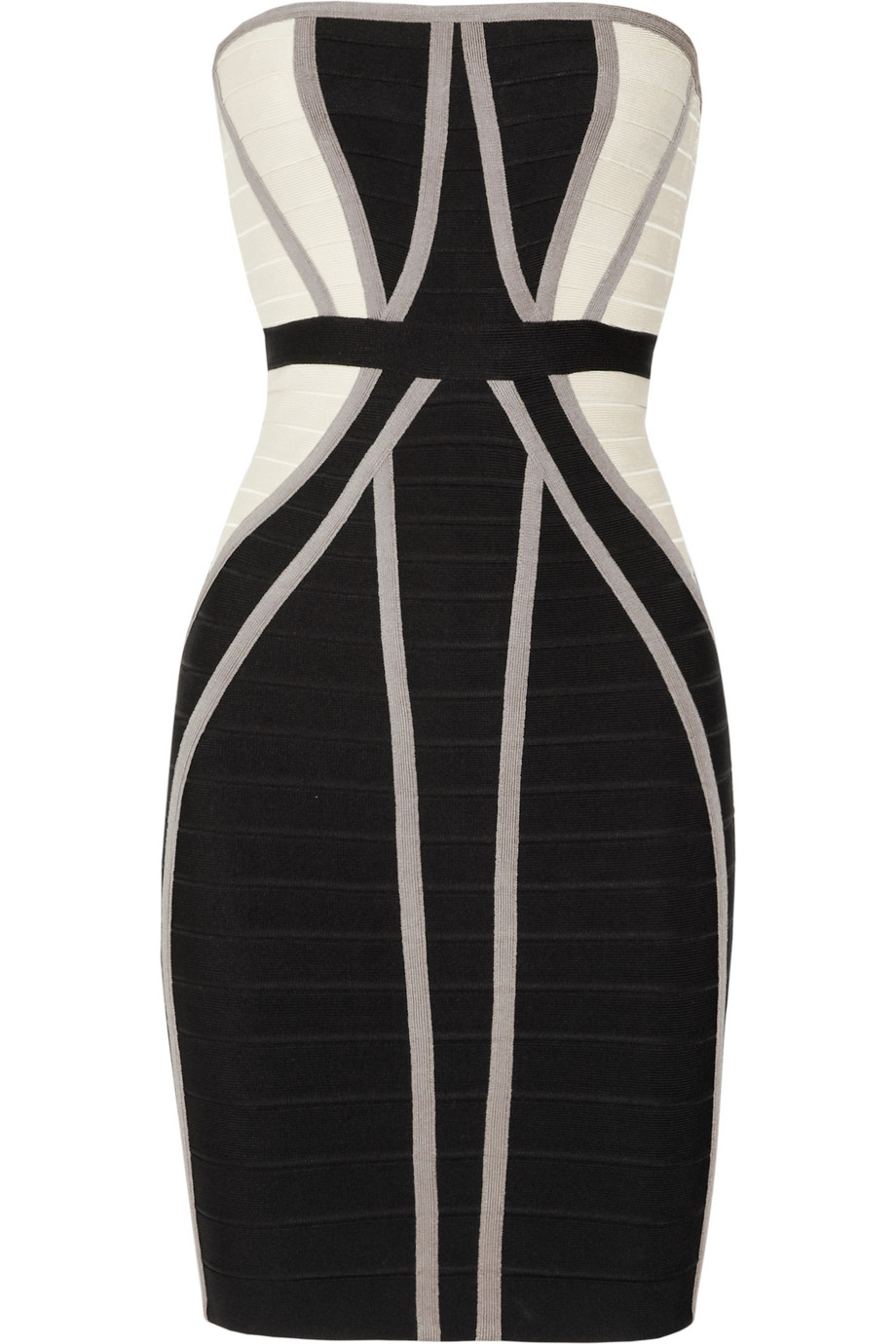 Lyst - Hervé léger Strapless Paneled Bandage Dress in Black