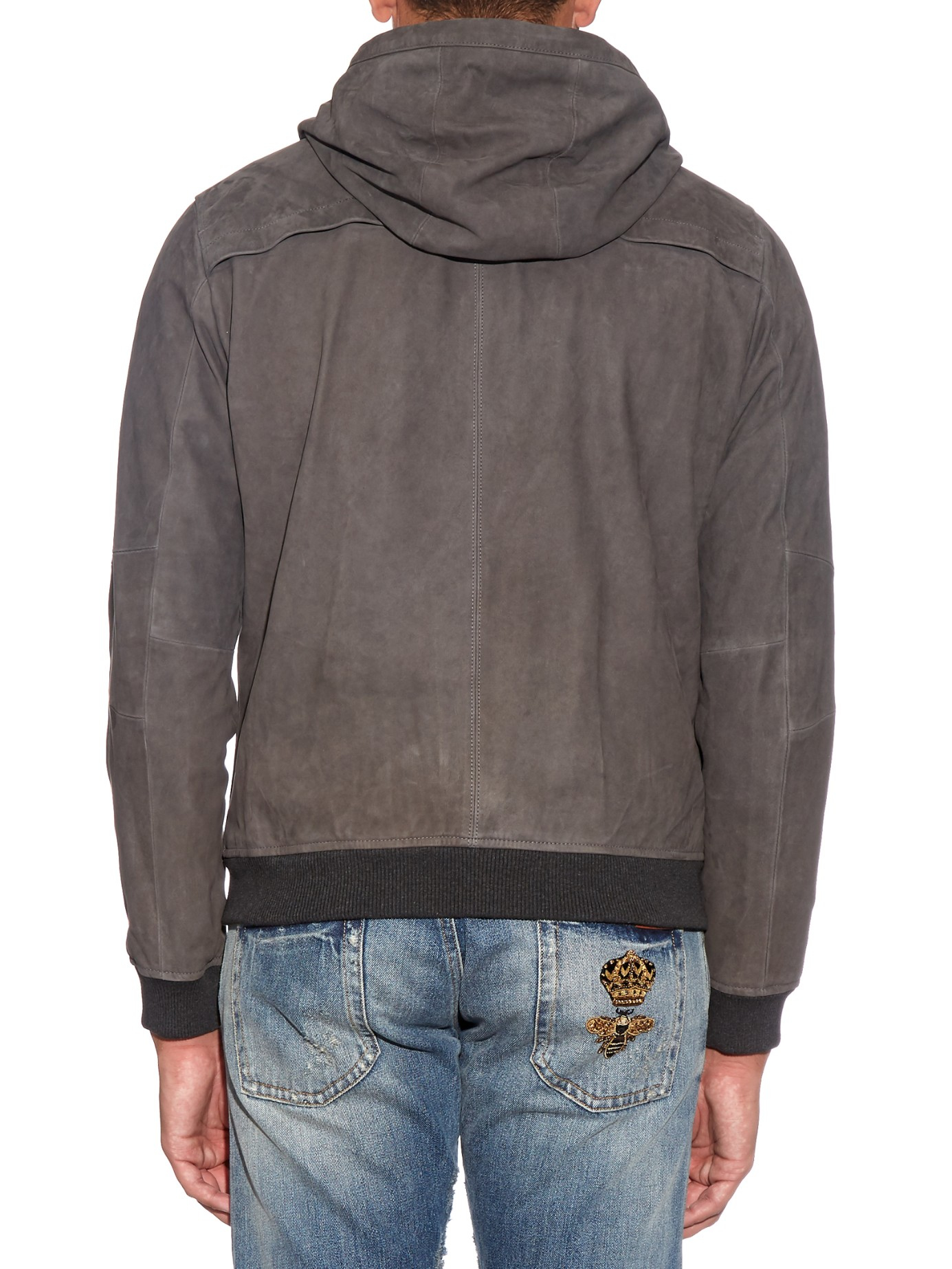 Suede hooded sales jacket men's
