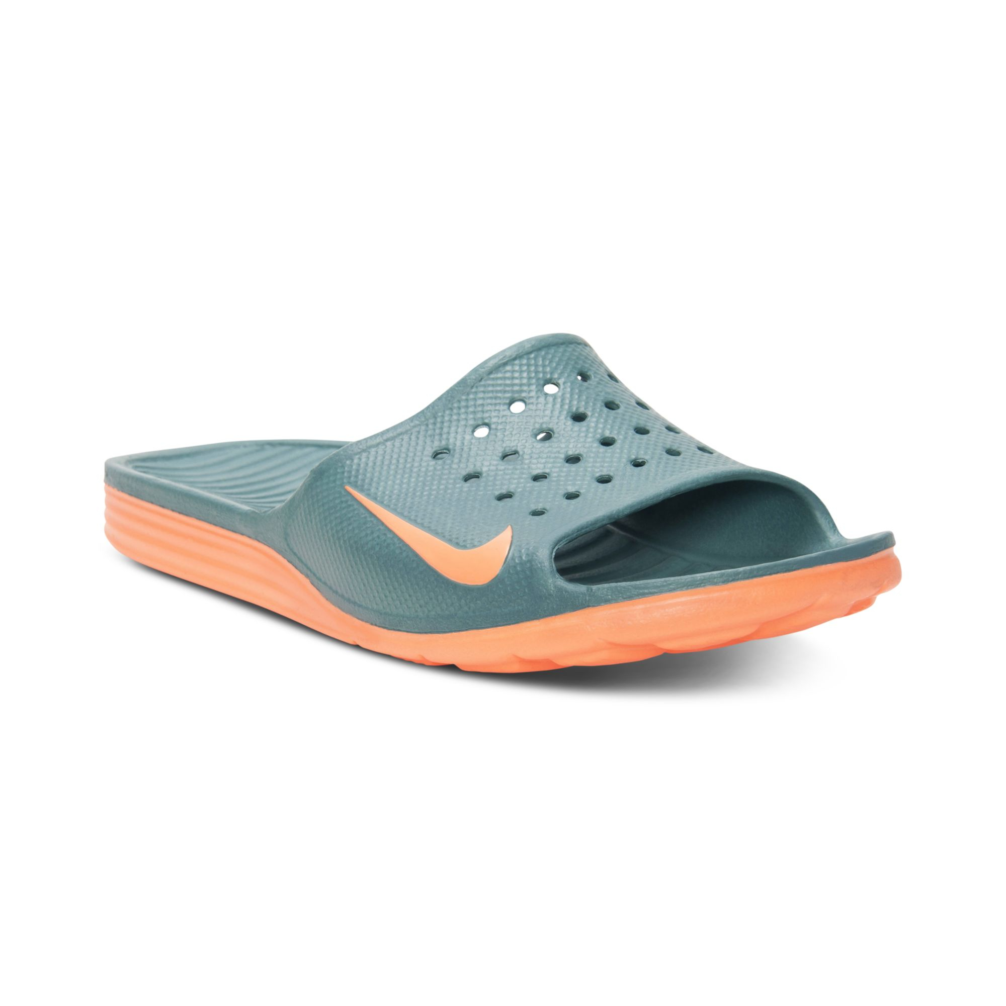 cerca legación Fabricación Nike Benassi Solarsoft Slide Sandals in Green for Men | Lyst