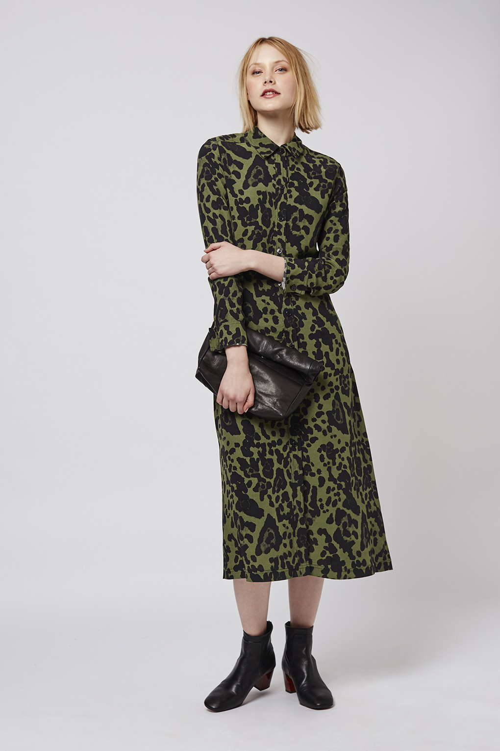 topshop green leopard print dress