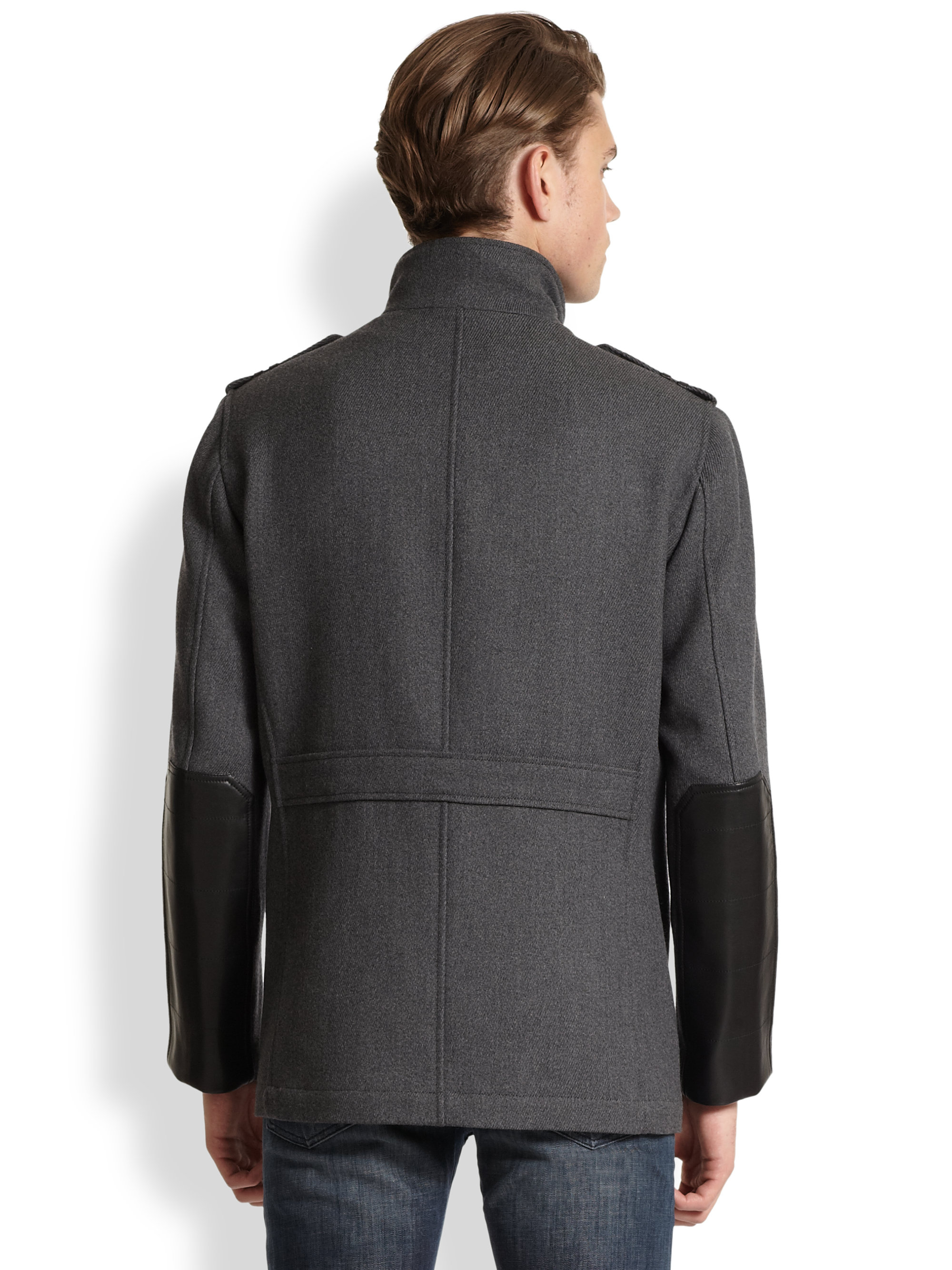 Cole Haan Modern Twill Military Jacket in Black for Men Lyst