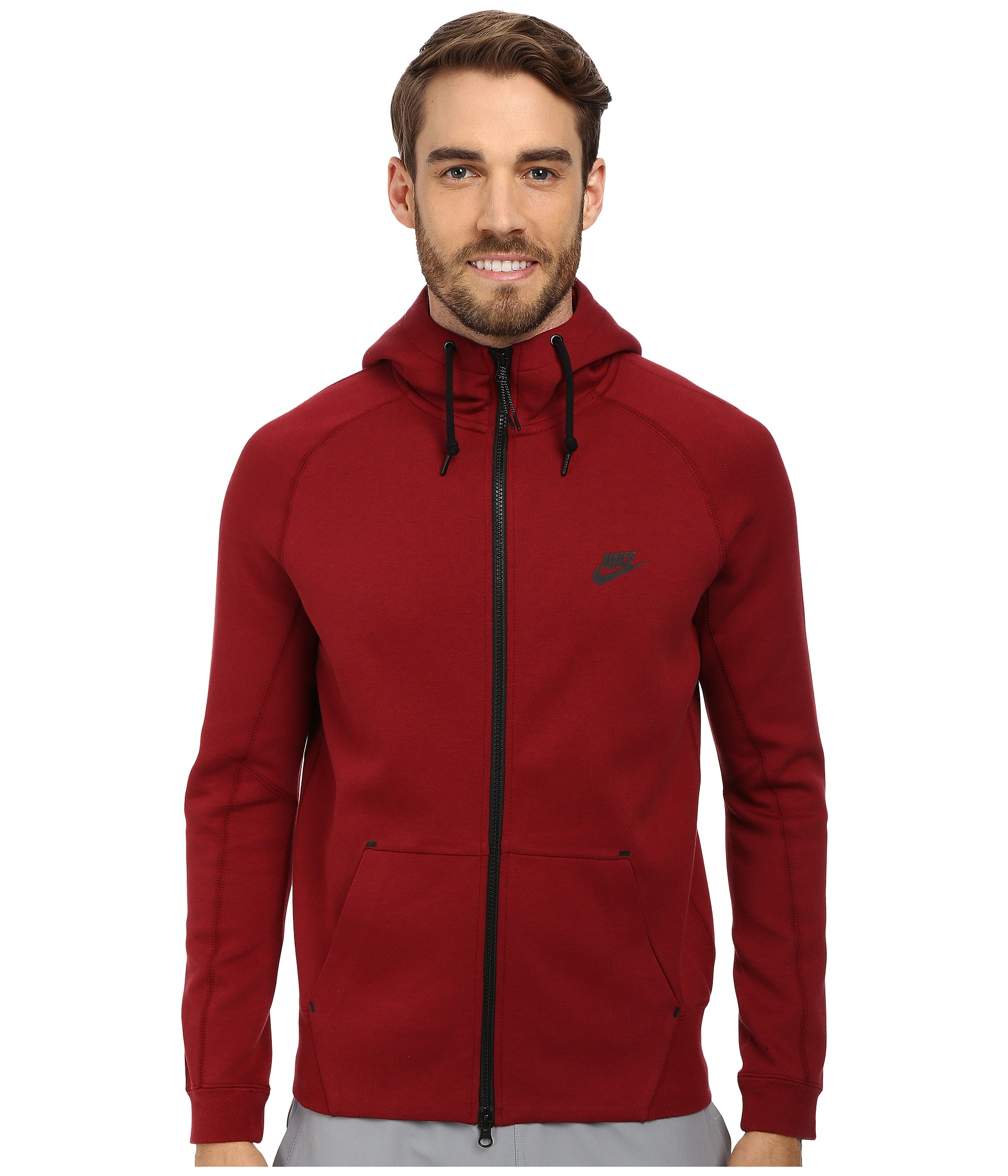 Lyst - Nike Hooded Zip Up Cotton Blend Sweatshirt in Red for Men