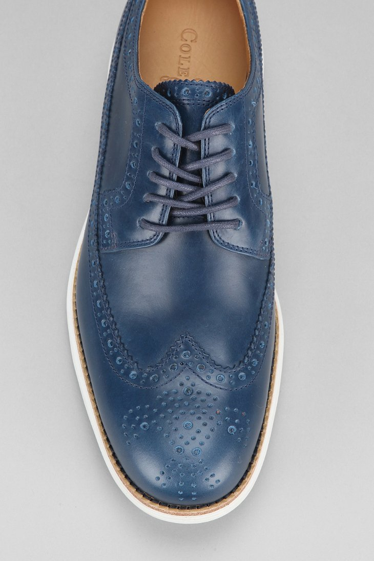 cole haan blue wingtip shoes