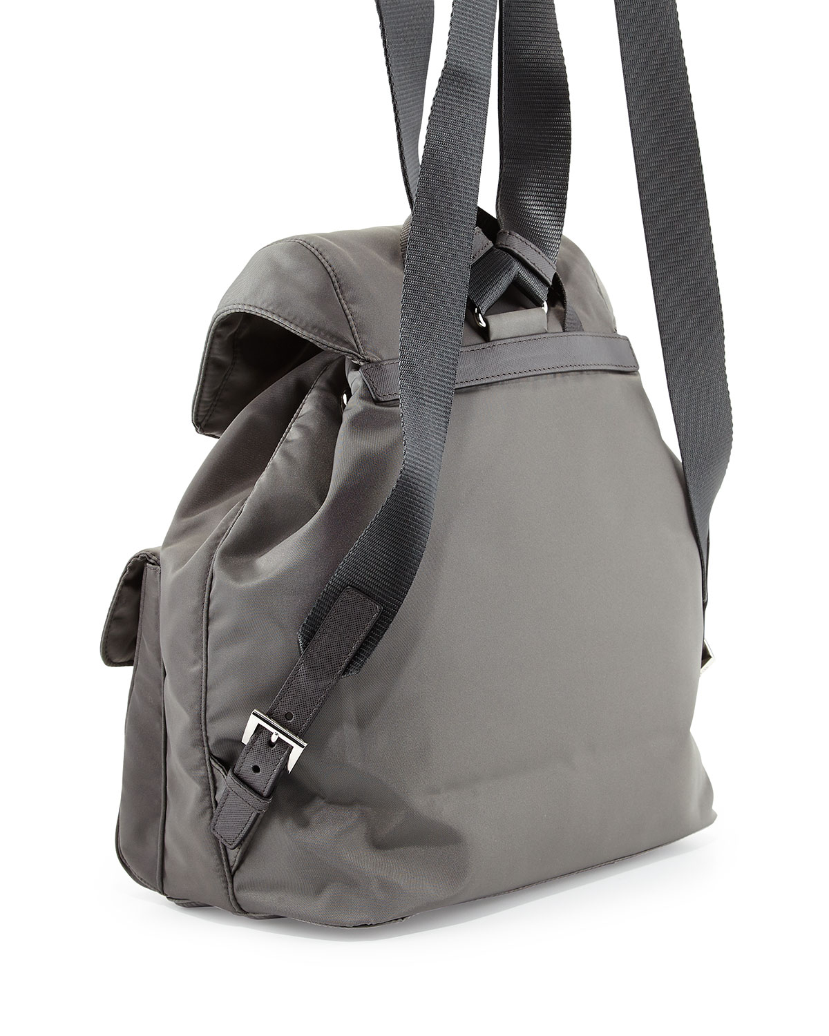prada grey cloth backpack  