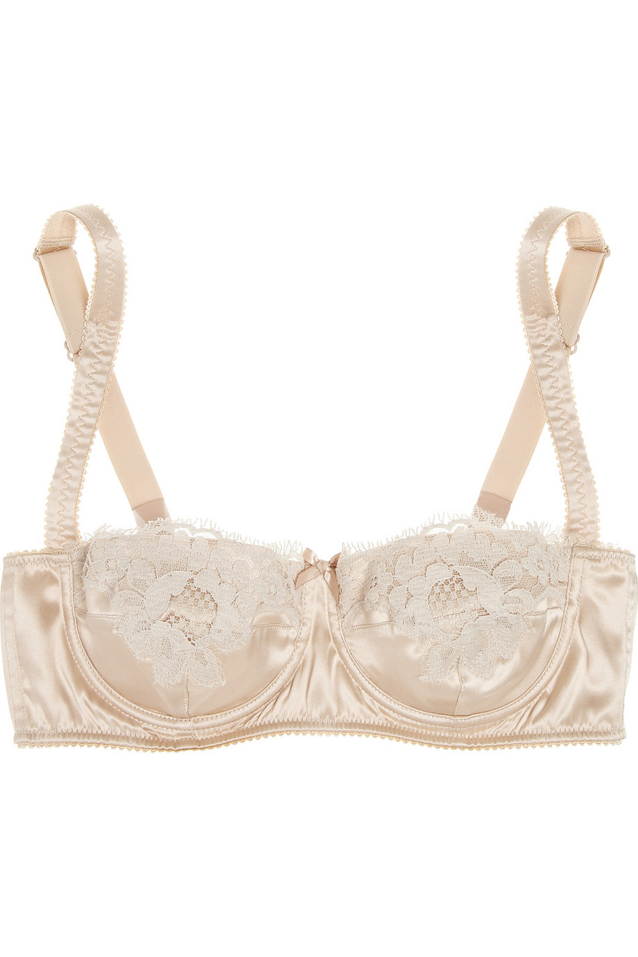 Dolce & Gabbana Lacetrimmed Stretchsilk Satin Bra in Beige
