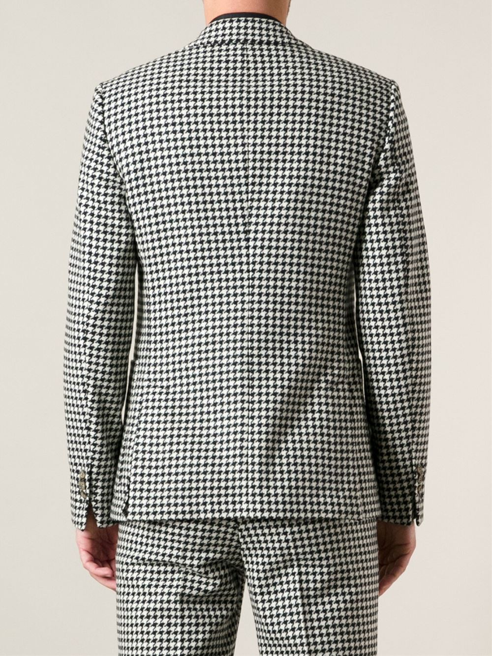 AMI Houndstooth Pattern Jacket in Black for Men Lyst