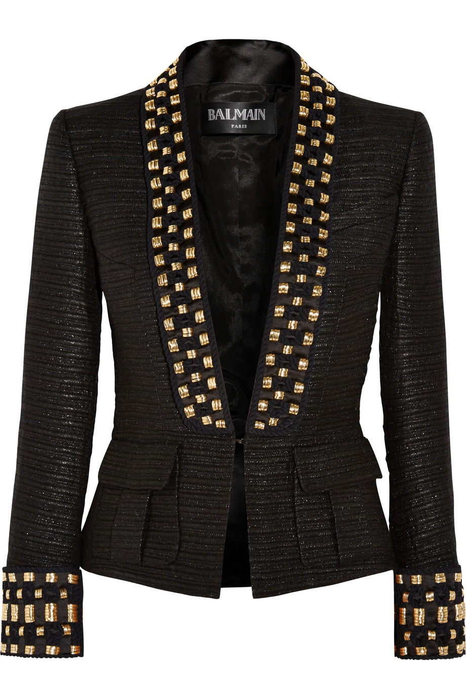 Balmain Embellished Tweed Blazer in Black | Lyst