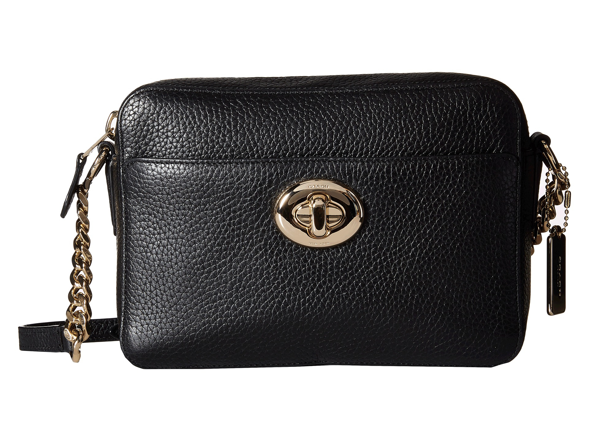 Coach camera bag in polished pebble leather top