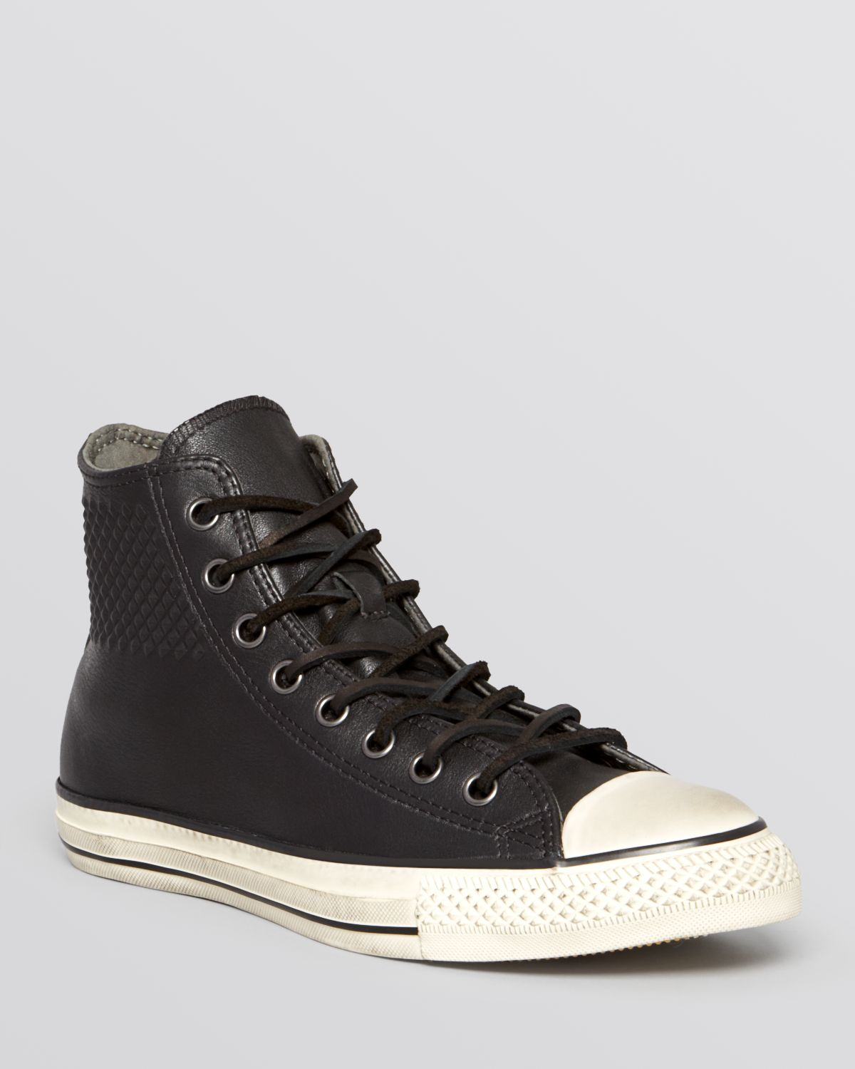converse black leather studded high tops