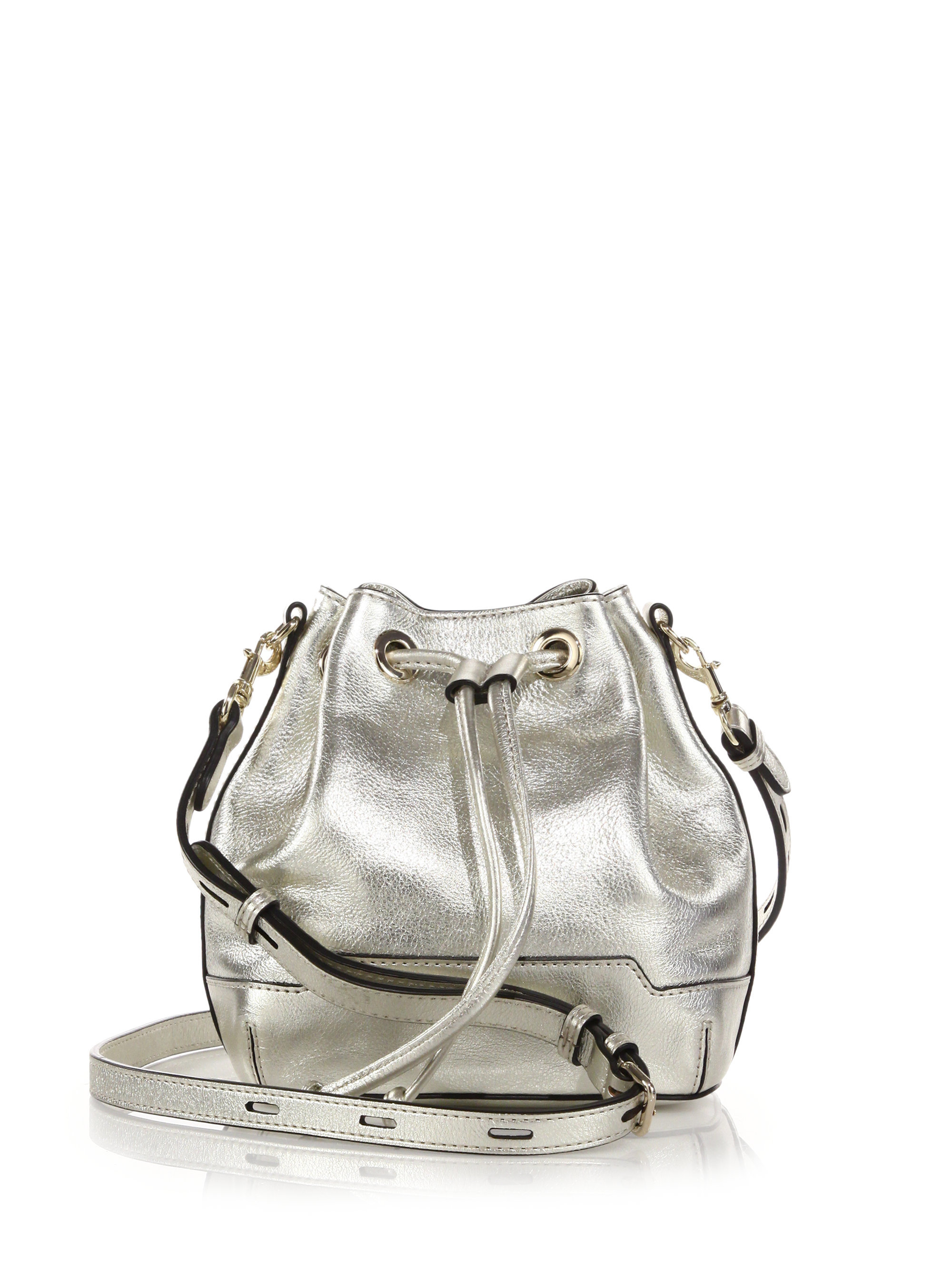 metallic bucket bag