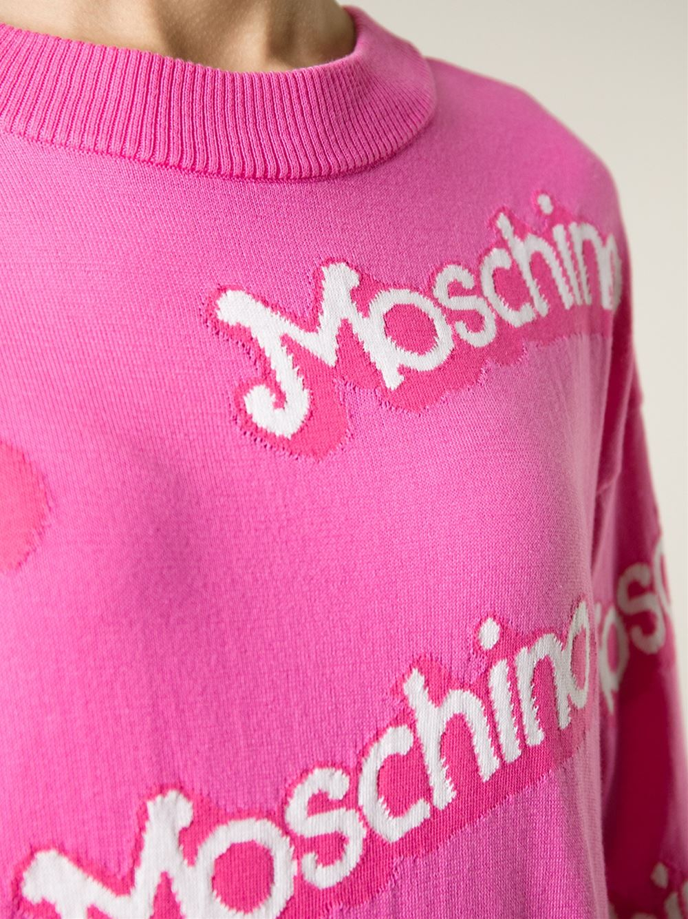 Moschino Crowned Tiger Intarsia Jumper In Light Purple