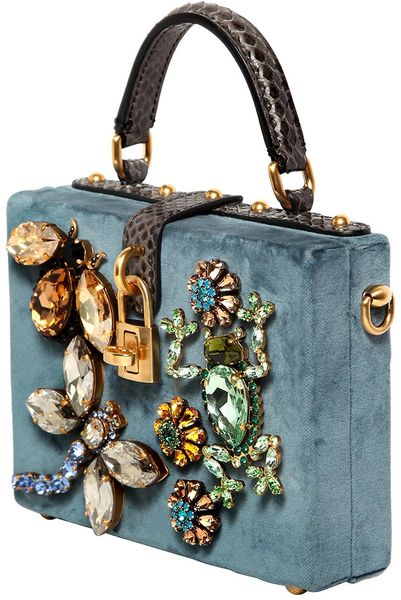 Dolce & Gabbana Small Velvet Embellished Dolce Bag in Blue (LIGHT BLUE ...