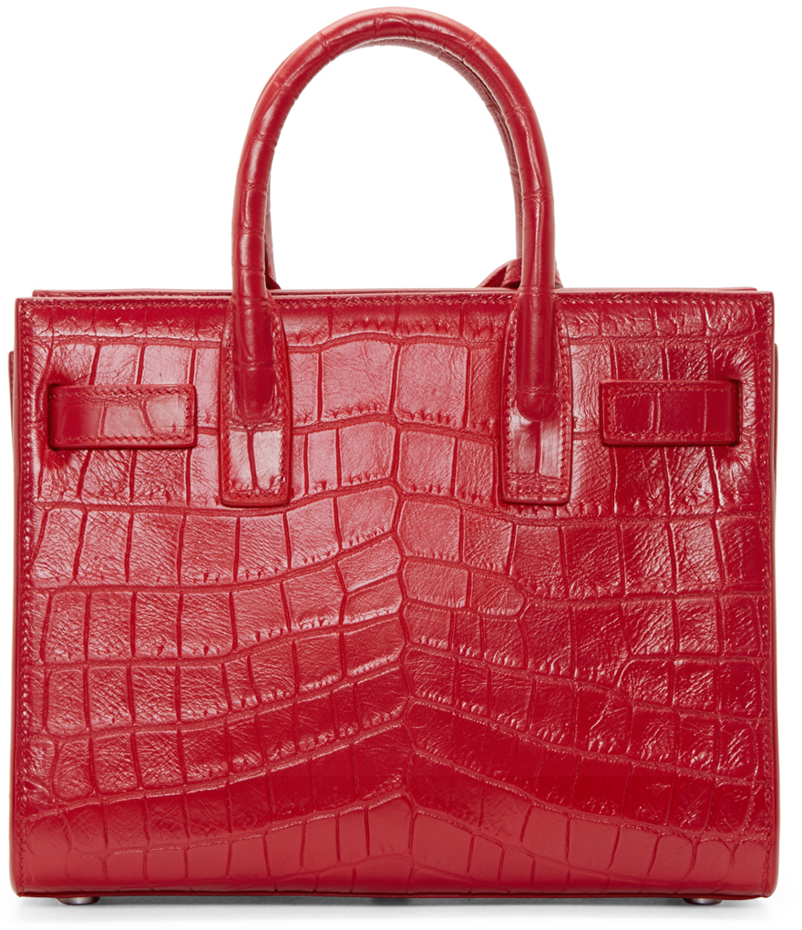 Saint Laurent Sac de Jour Crocodile-Stamped Satchel Bag, Red
