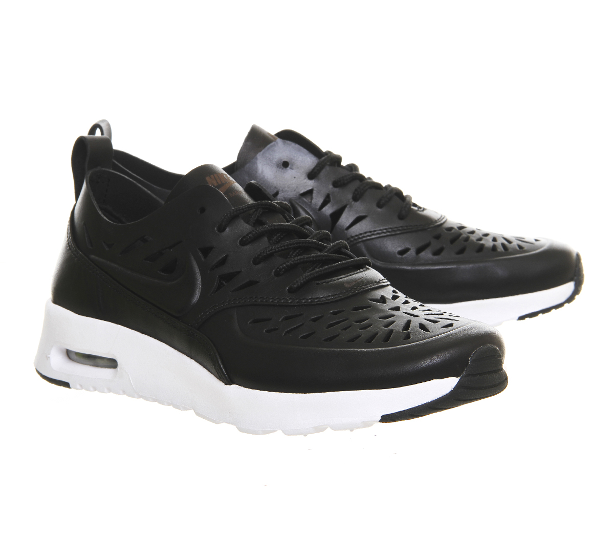 Nike Air Max Thea Cut-Out Leather Low-Top Sneakers in Black | Lyst