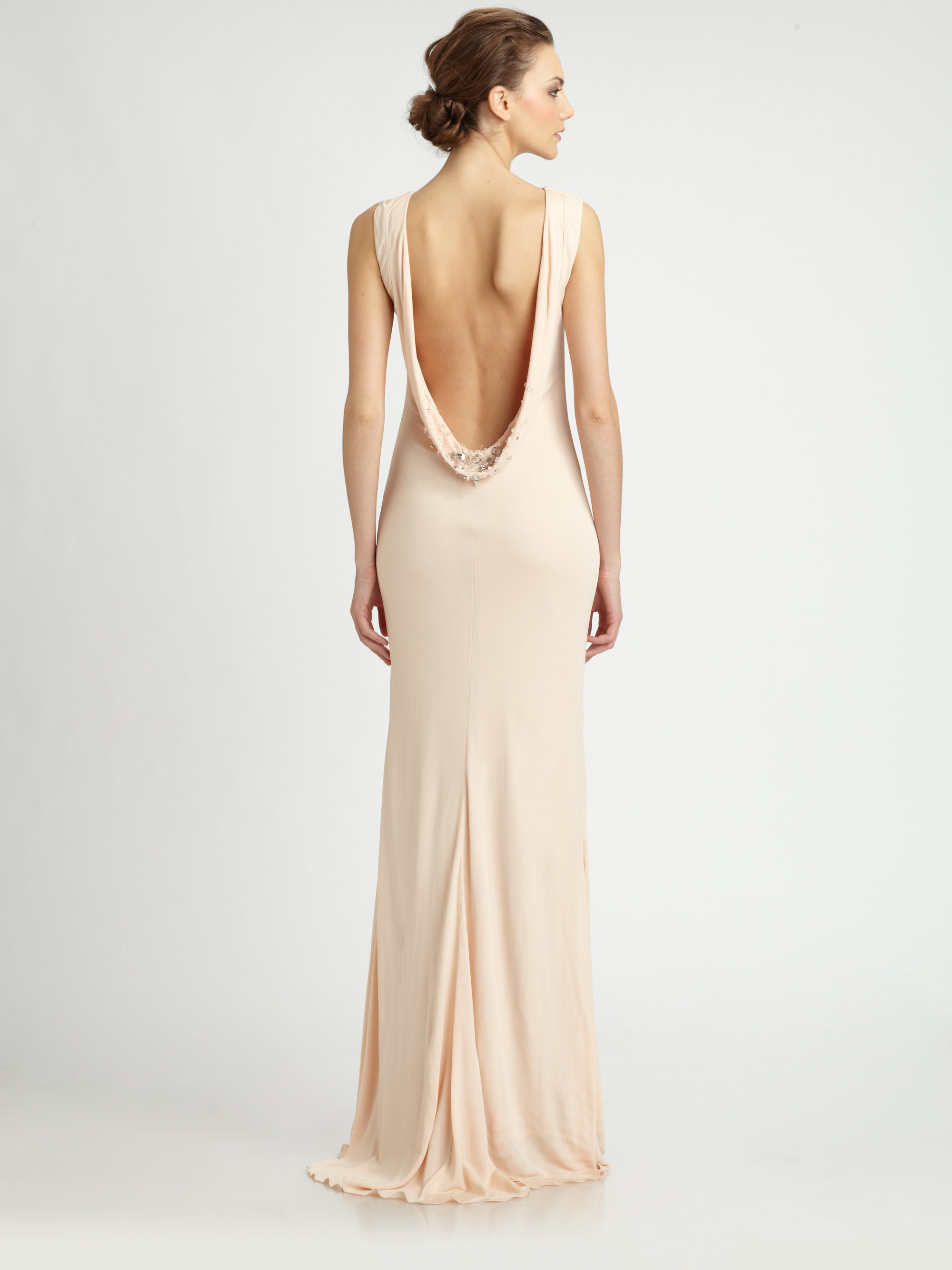 badgley mischka cowl back gown