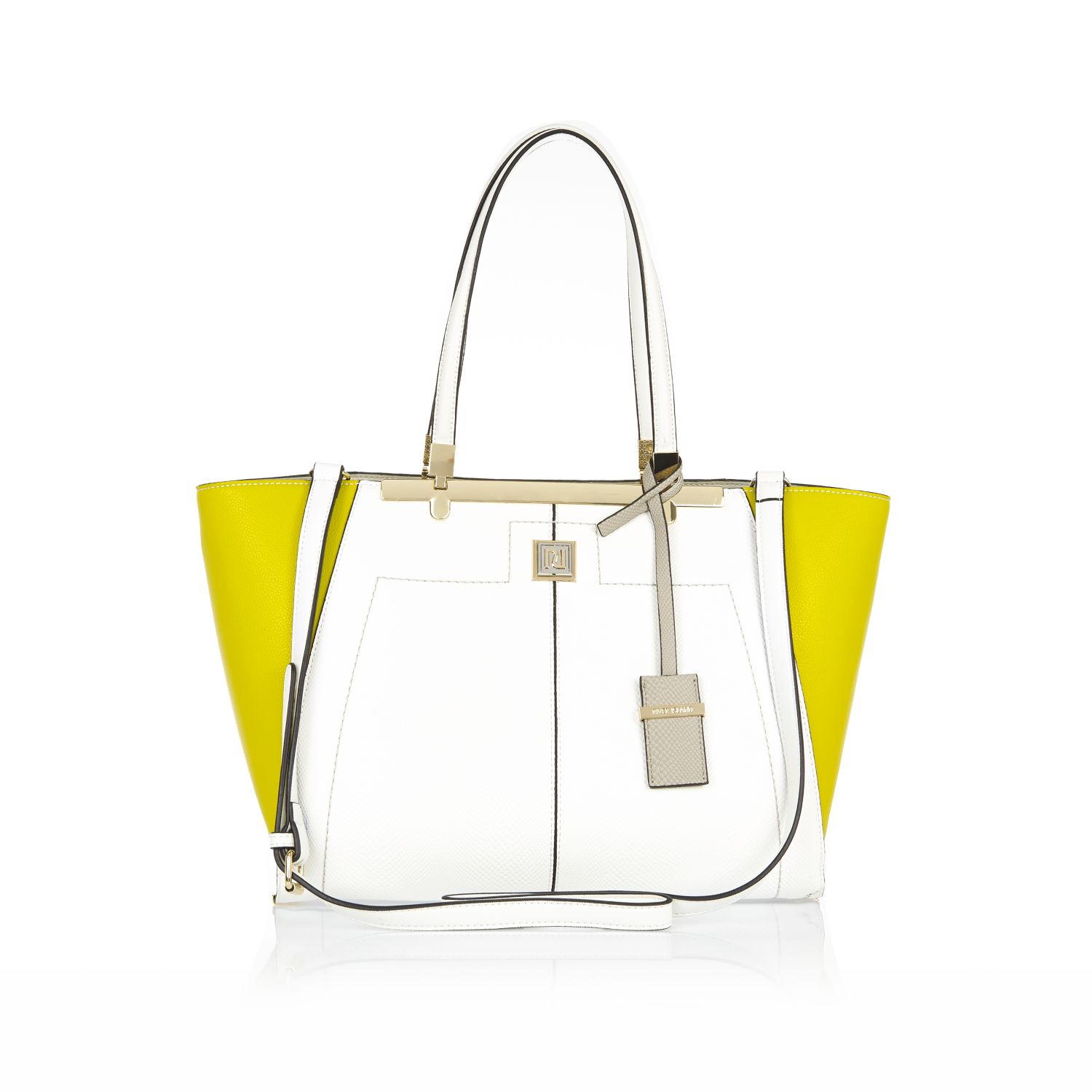 River Island White Lime Green Winged Tote Handbag in White Lyst