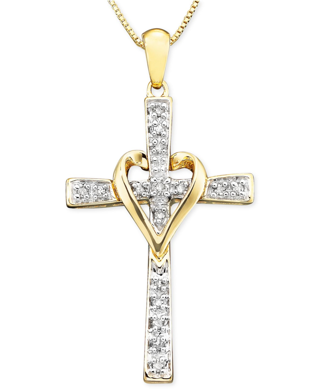 macys us gold cross diamond pendant necklace in 14k gold 110 ct tw product 1 17152822 0 120774459 normal
