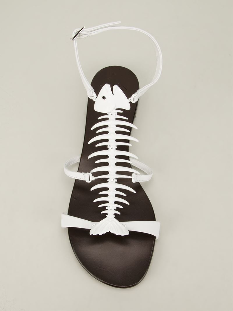 Giuseppe Zanotti Fish Bone Sandals in White | Lyst
