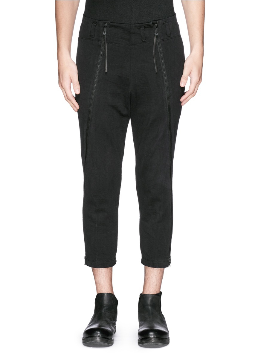 The Viridi-anne Double Zip Front Drop Crotch Pants in Black for Men - Lyst