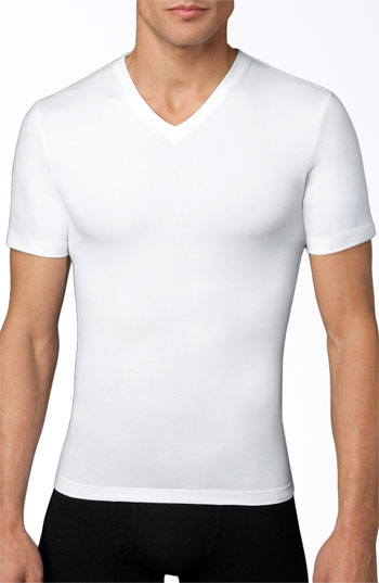 Spanx V-neck Cotton Compression T-shirt in White for Men | Lyst