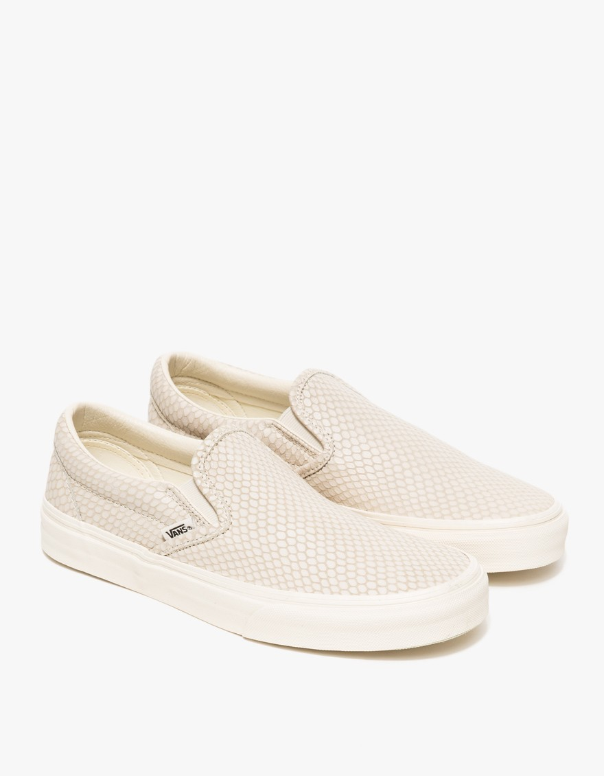 vans beige leather slip ons vans beige leather slip ons