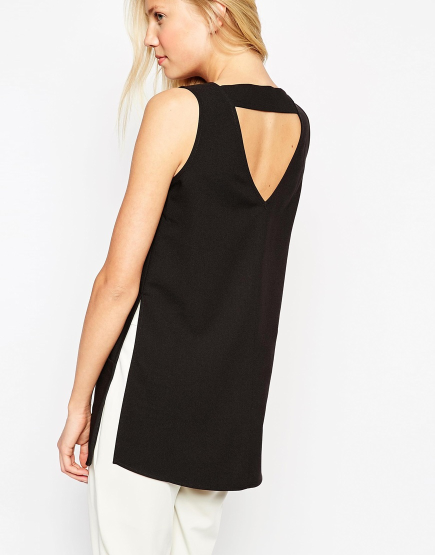 black sleeveless tunic top