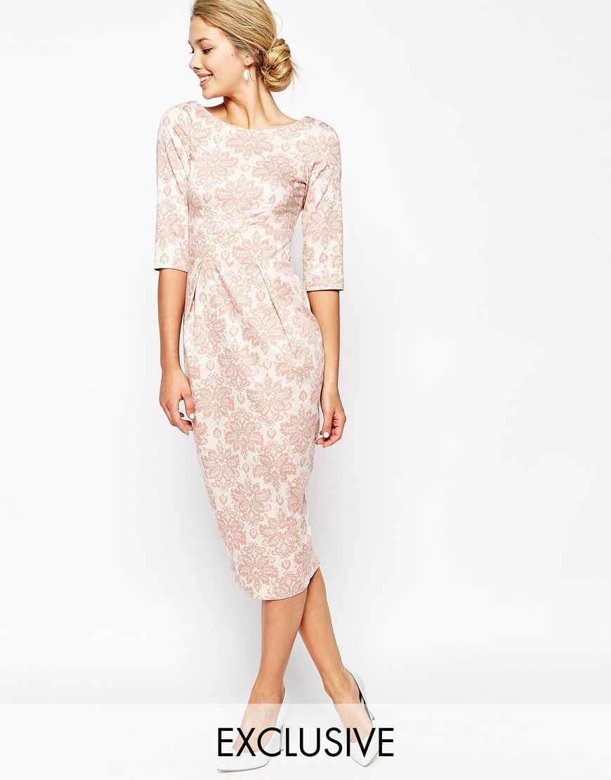 closet london 2 in 1 wrap front pencil dress in floral print