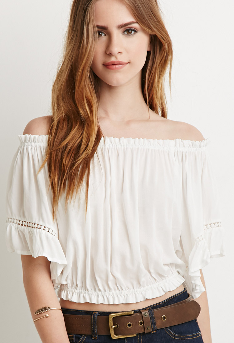 off shoulder peasant top