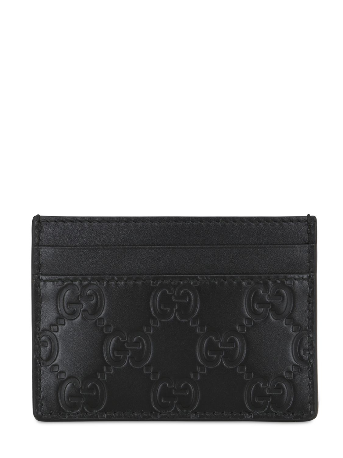 GG embossed key case in black leather