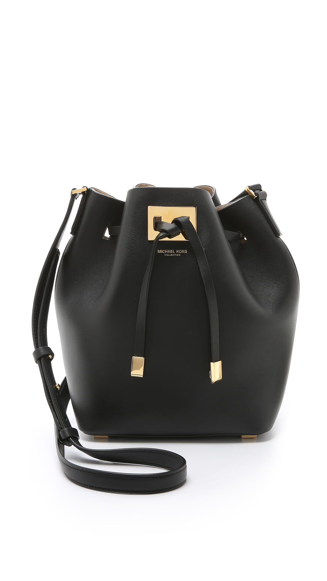Michael Kors Leather Miranda Medium Bucket Bag in Black - Lyst