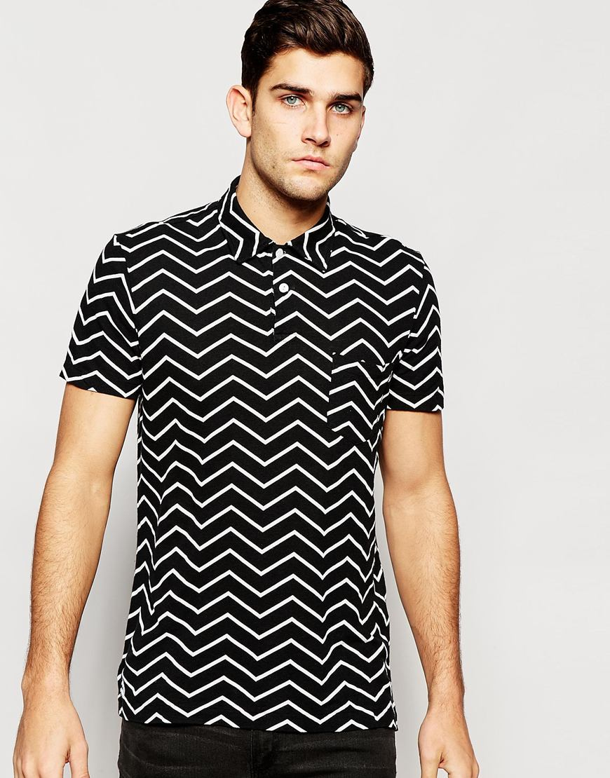 polo ralph polo shirt with zig zag print regular fit in black for lyst polo ralph polo shirt with zig zag print regular fit in black for lyst