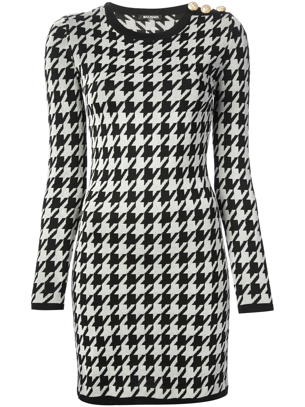 Balmain Geometric Pattern  Dress  in Black White  Lyst