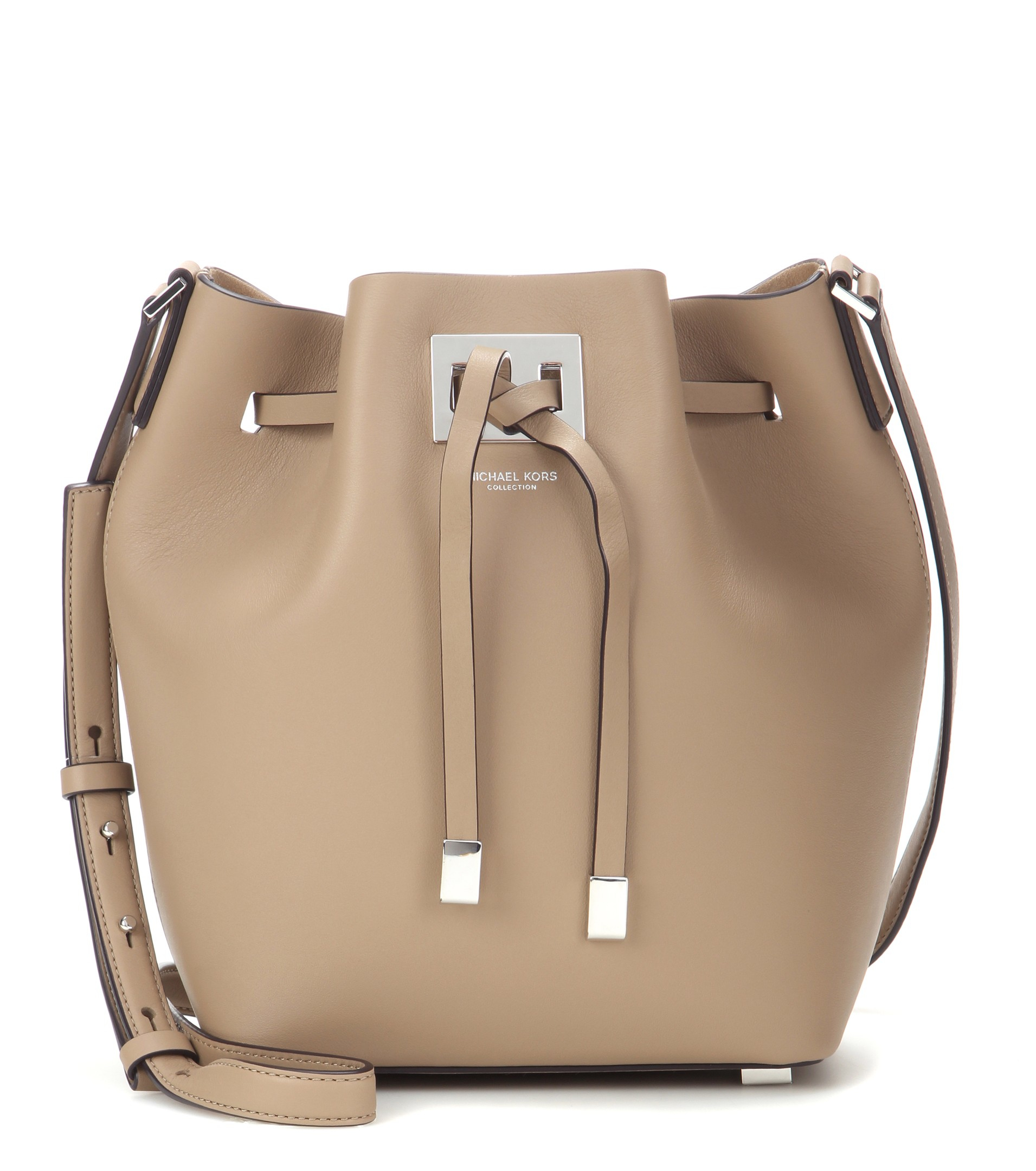 Michael Kors Miranda Small Leather Bucket Bag in Brown - Lyst