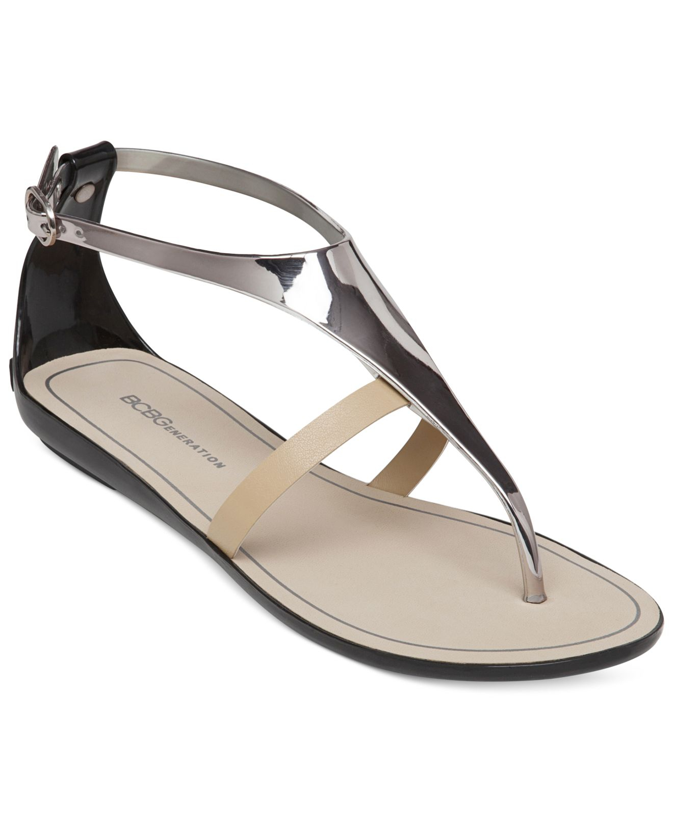 Lyst - Bcbgeneration Caper Flat Thong Sandals in Metallic