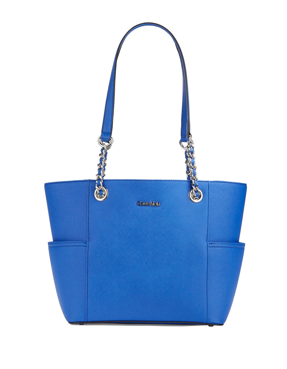 Calvin Klein Saffiano Leather Tote in Blue Lyst