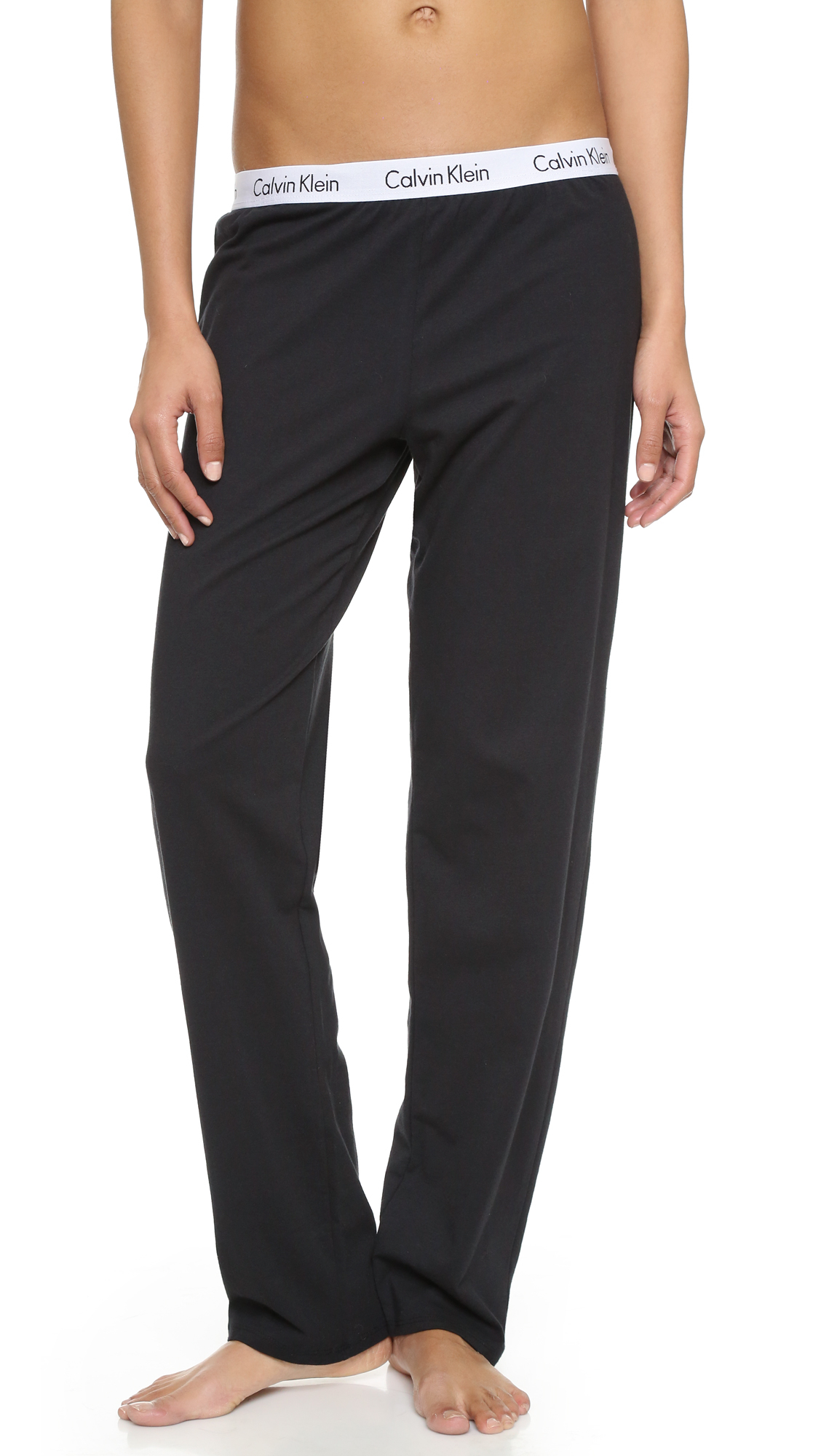 Calvin Klein Straight Leg Cotton Lounge Pants in Black