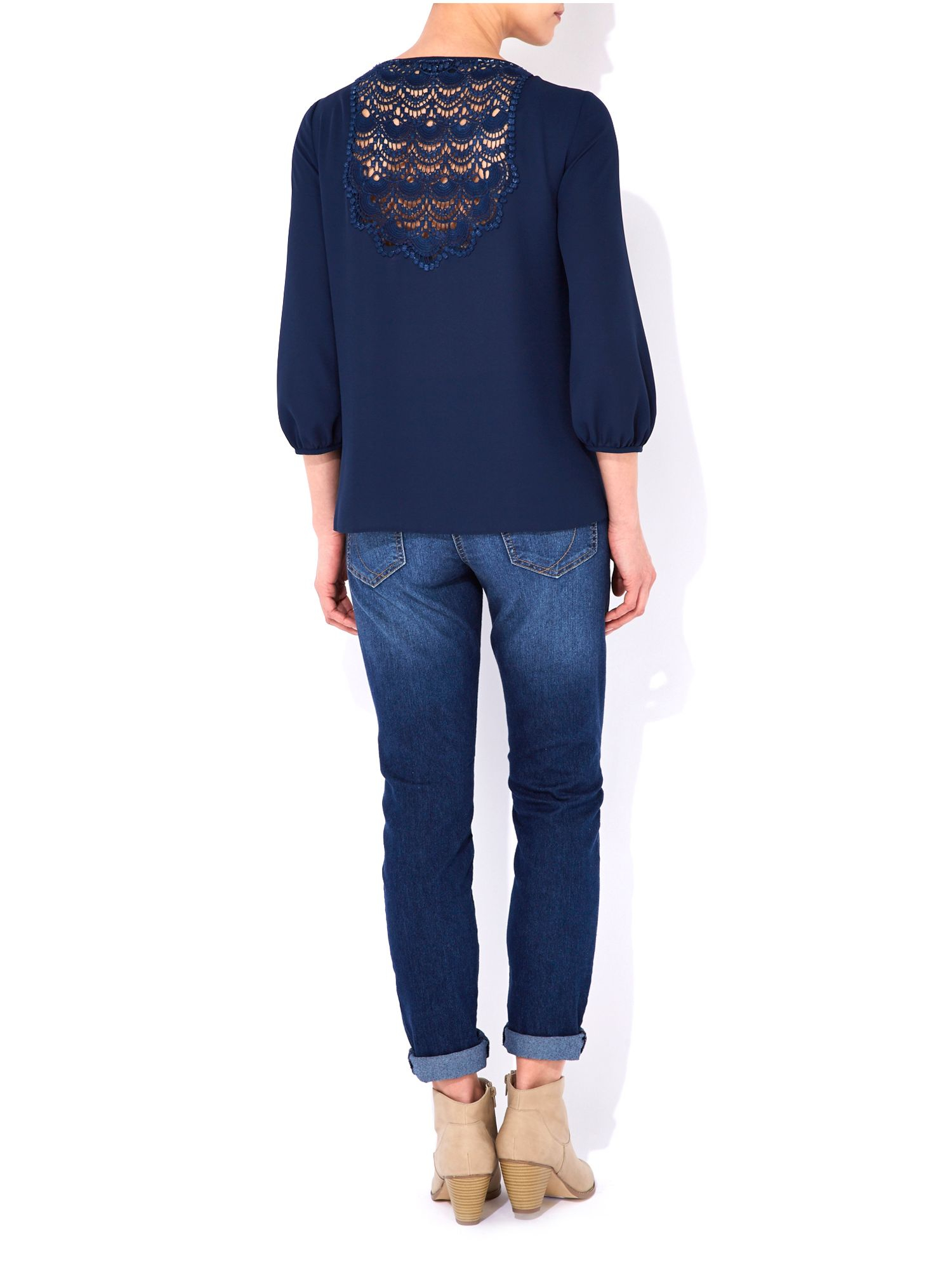 petite navy blue tops