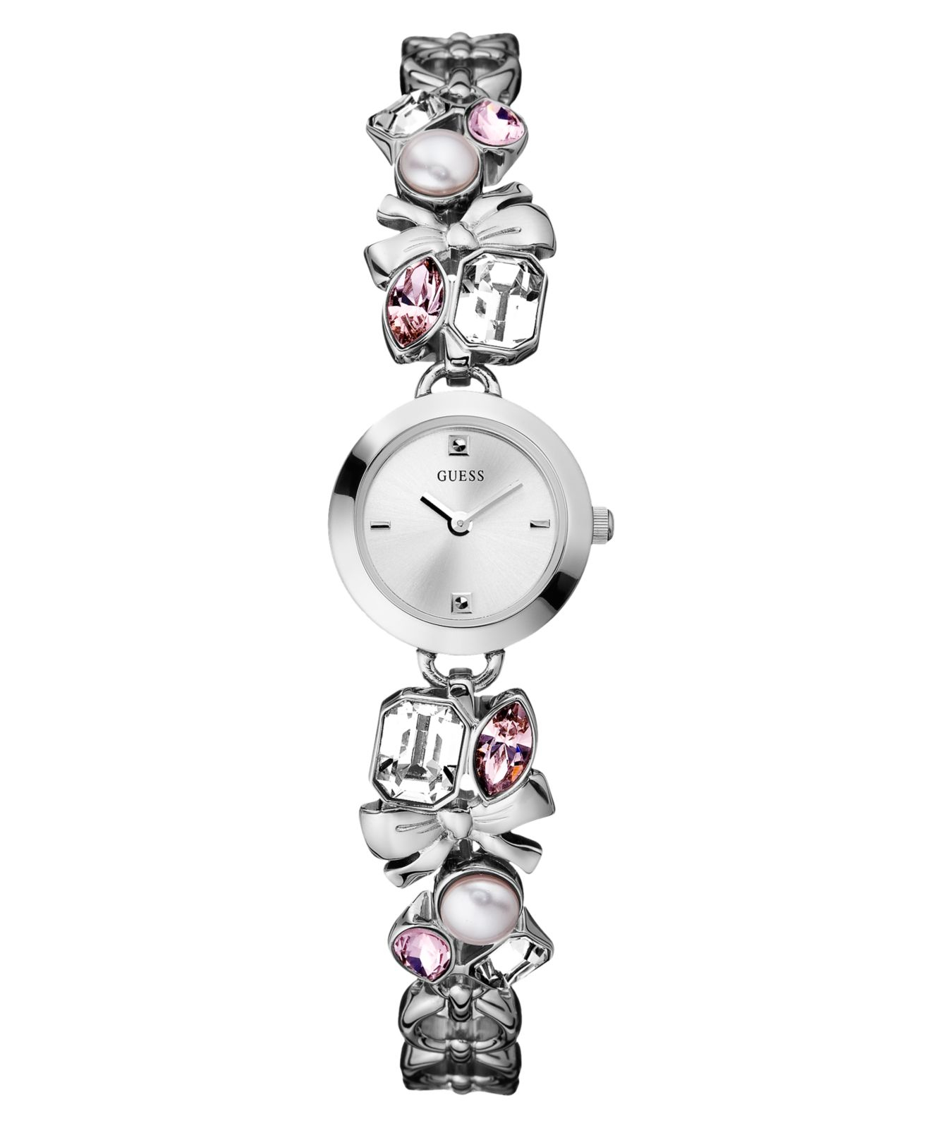 Guess Watch Womens Silvertone Bow And Crystal 21mm - Lyst