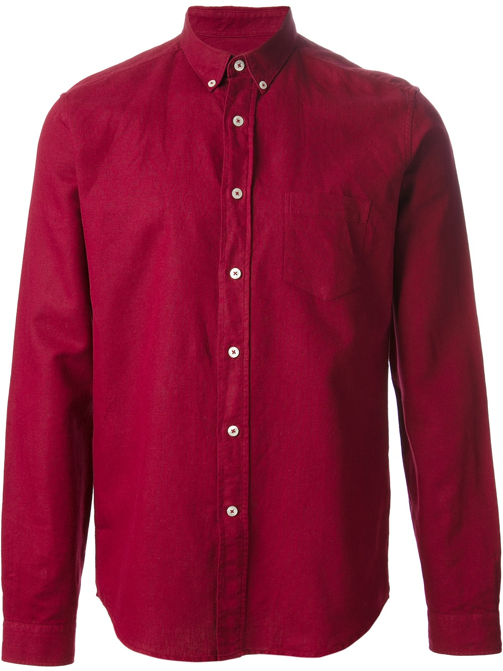 AMI Button Down Shirt in Red for Men - Lyst