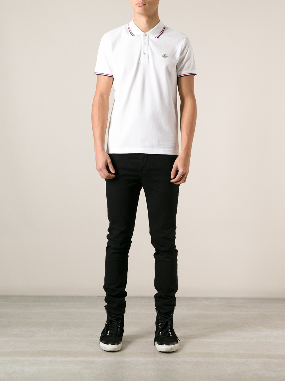 Moncler Polo Shirt in White for Men | Lyst