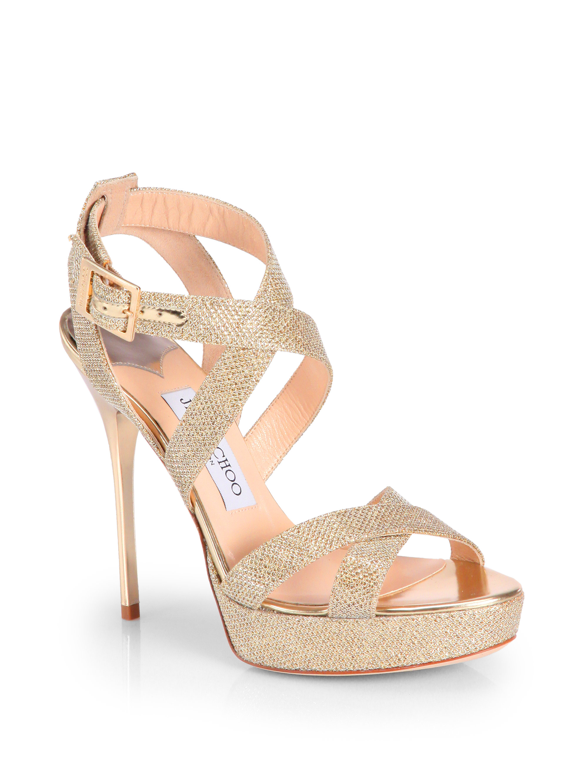 Lyst - Jimmy Choo Vamp Glitter LamÉ Platform Sandals in Metallic