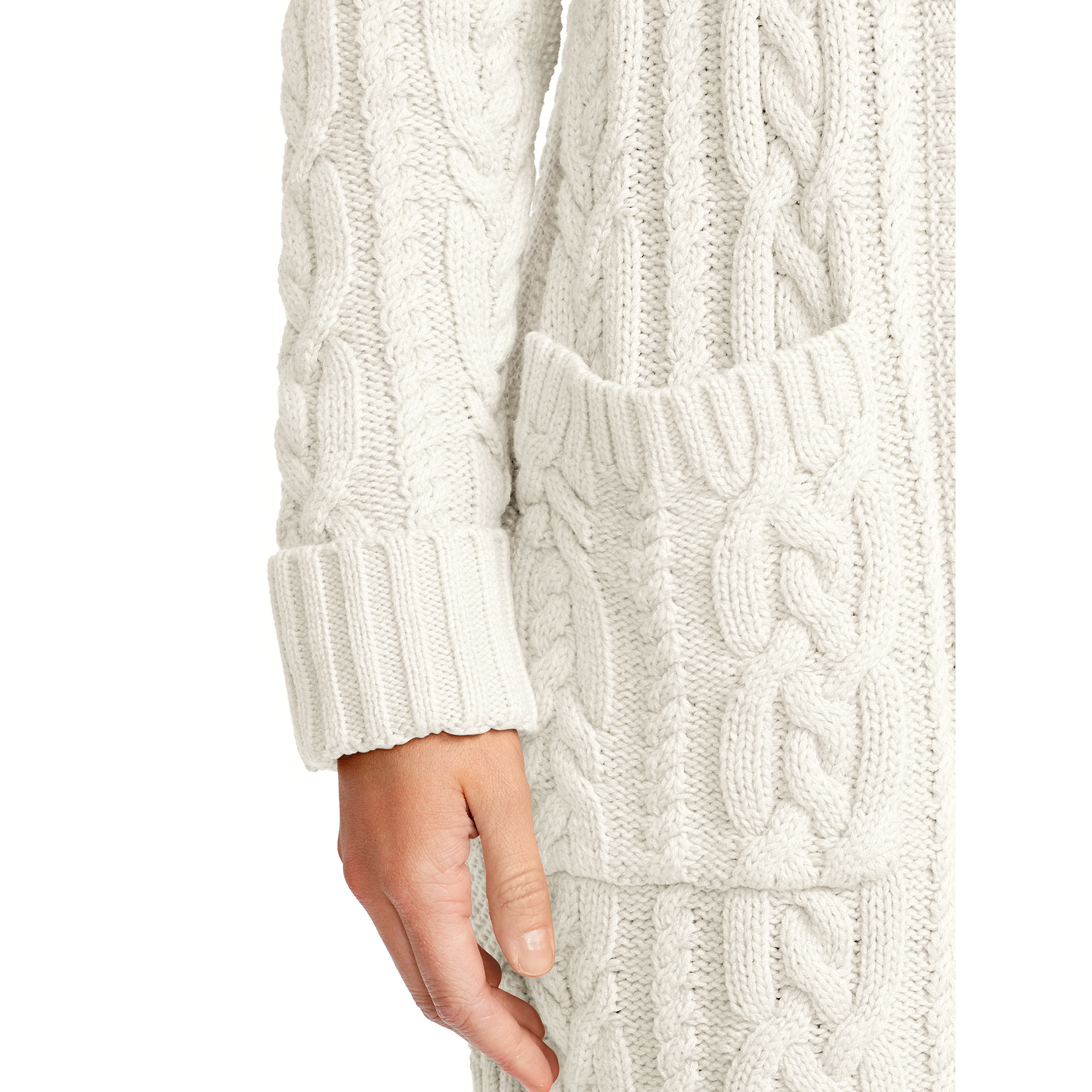 Ralph Lauren Cable-knit Cotton Cardigan in Natural - Lyst