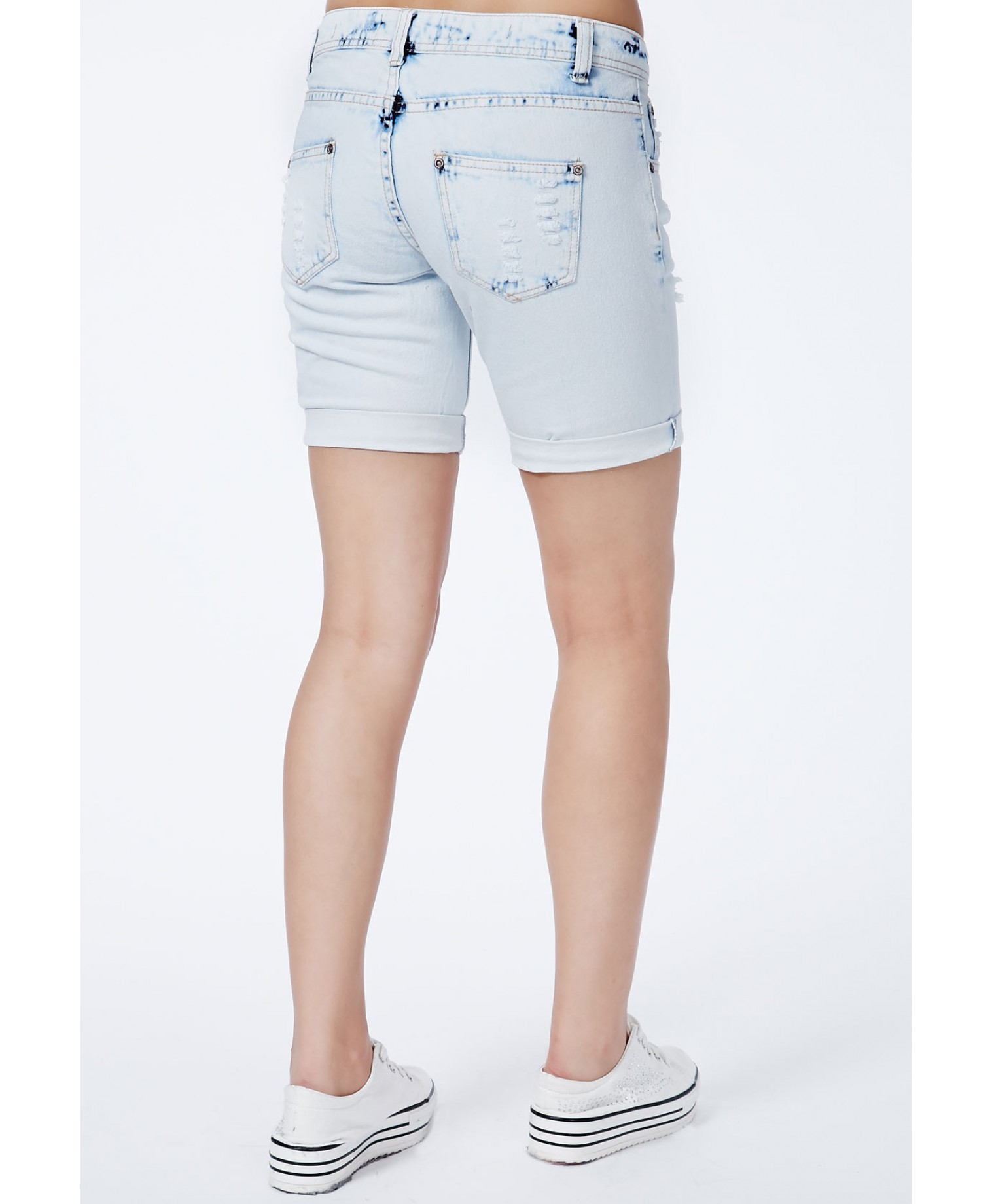 ripped knee length shorts