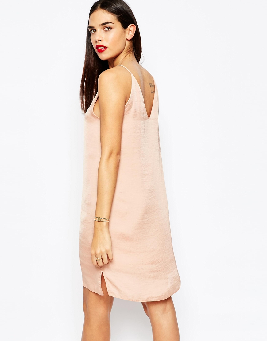 asos pink slip dress