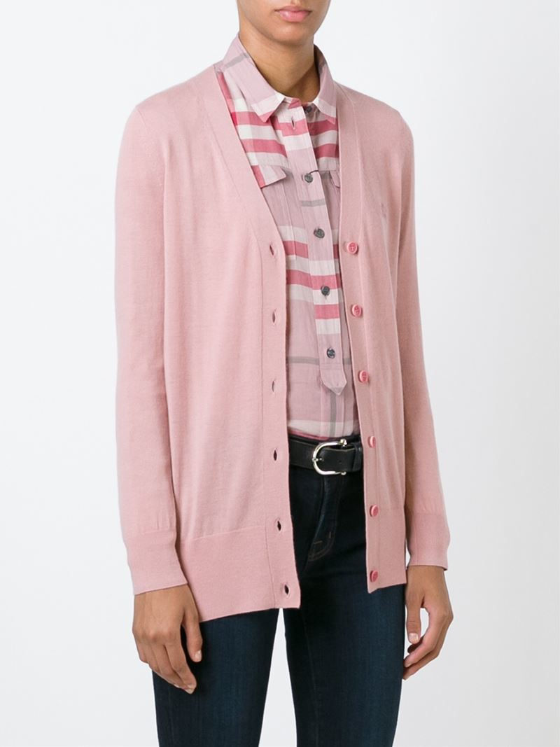pink v neck cardigan