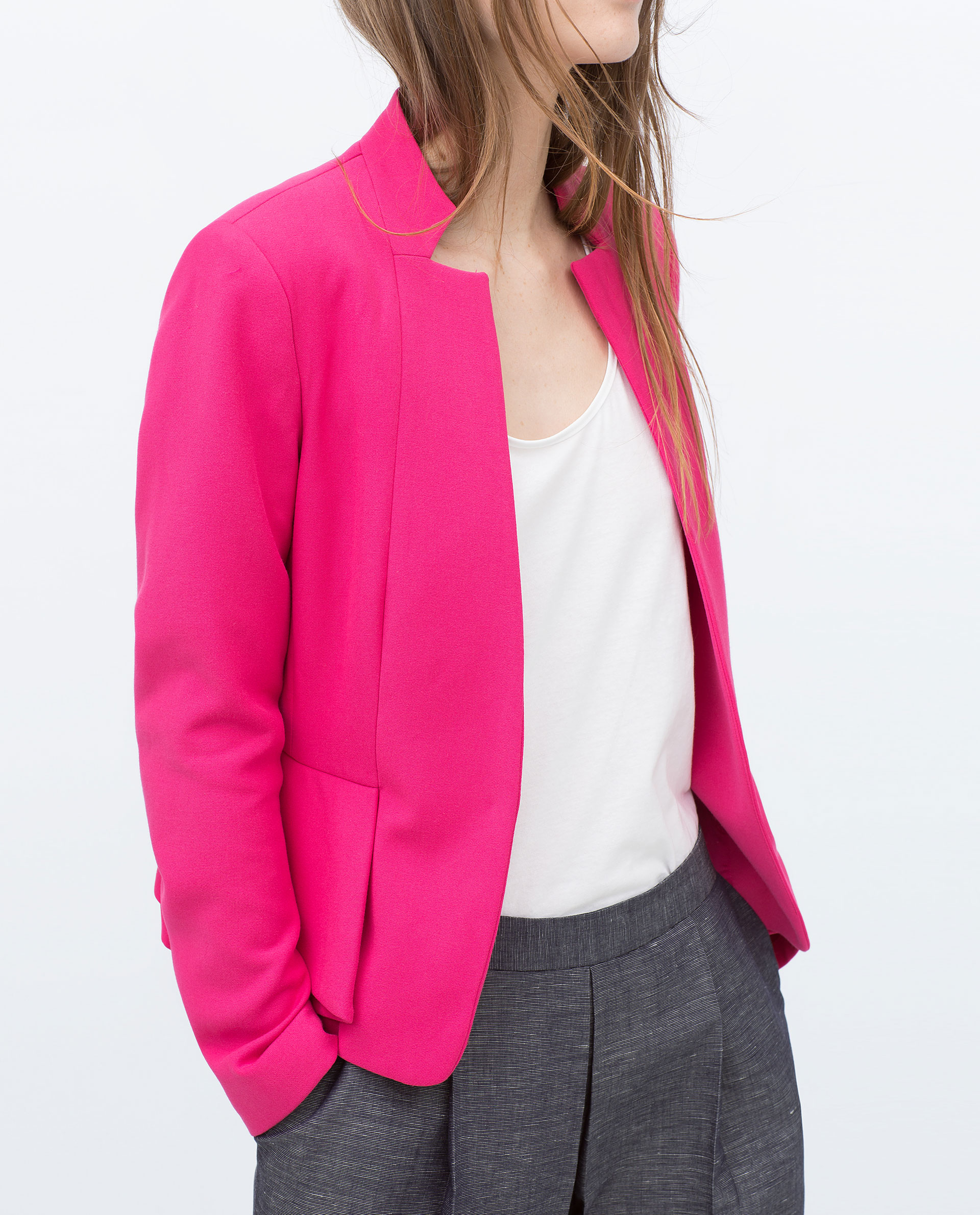 Zara Crepe Peplum Blazer in Purple Lyst